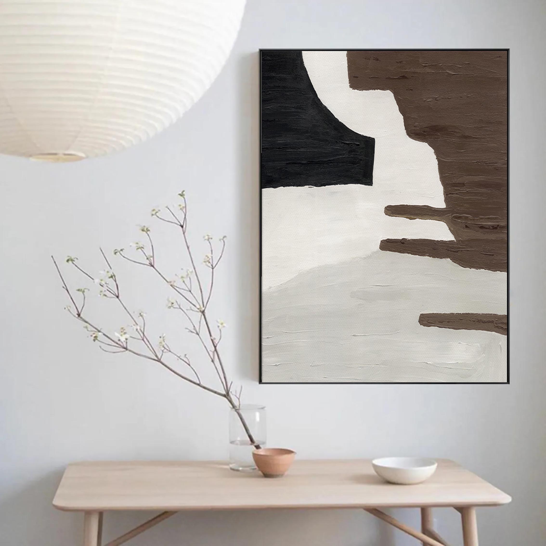 Tonal Divide: A Bold Abstract Minimalist Art for Living Room Decor
