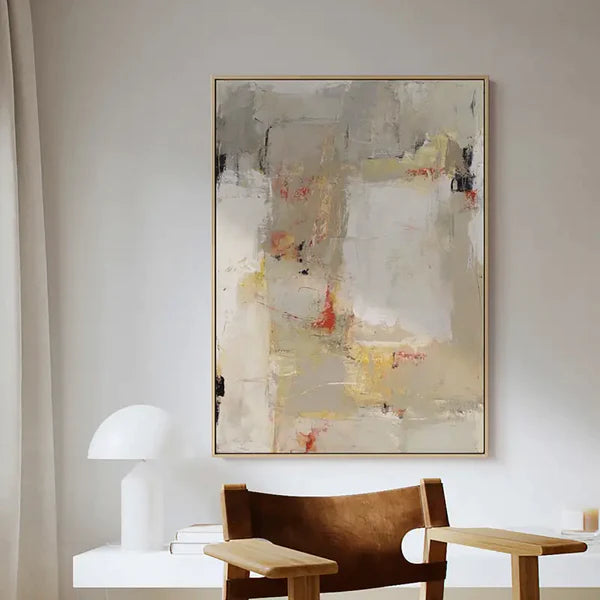 Urban Calm: A Neutral Abstract Art Painting for Living Room Decor