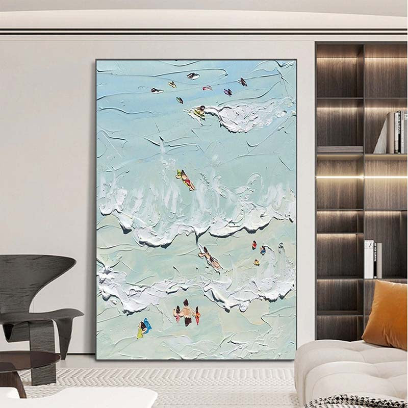 Summer Splash: A Textured Abstract Beach Art for Bathroom Decor