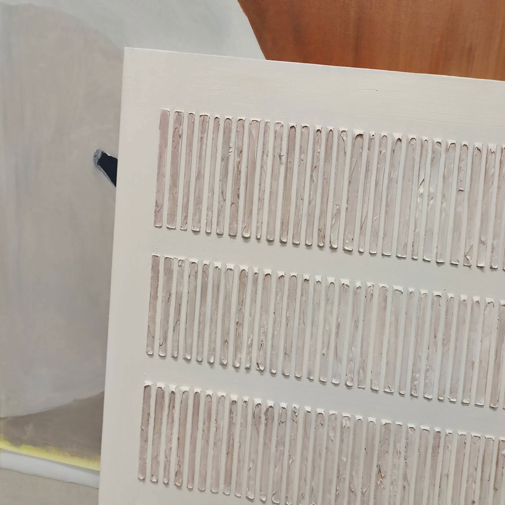 Silent Cadence: Minimalist Textured White Wall Art with Architectural Relief