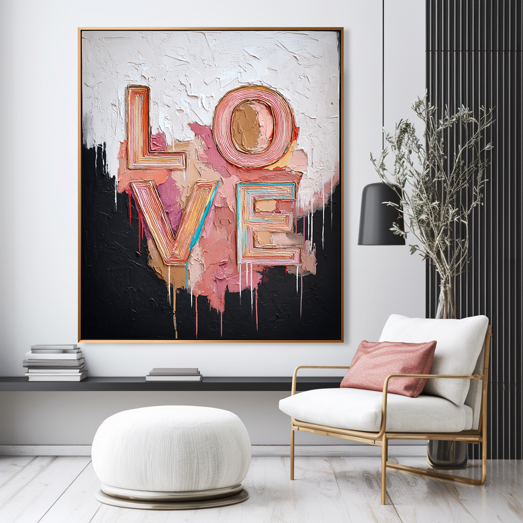 Love Letters: A Textured Graffiti Wall Art for Living Room Decor