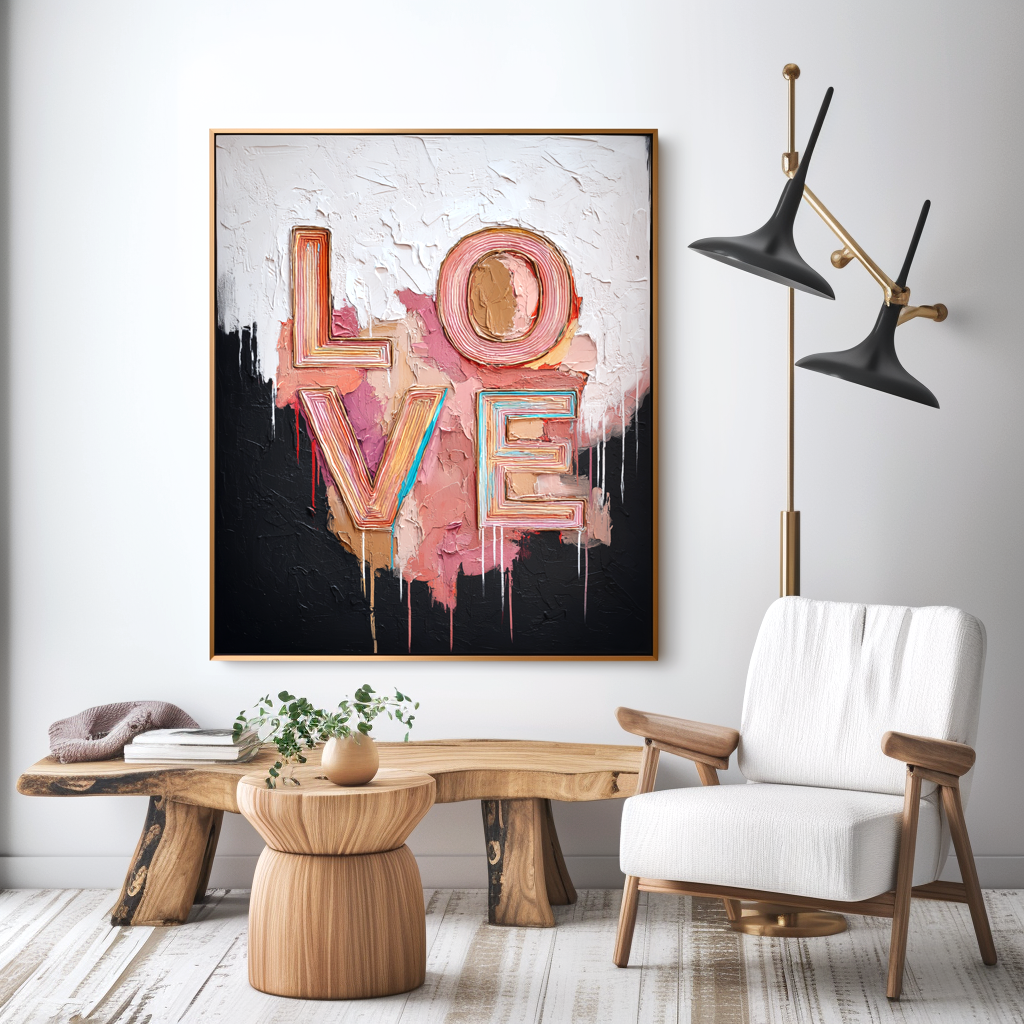 Love Letters: A Textured Graffiti Wall Art for Living Room Decor