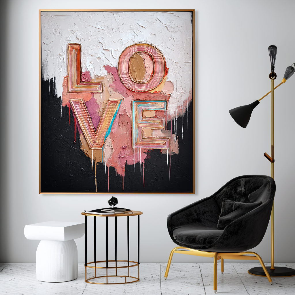 Love Letters: A Textured Graffiti Wall Art for Living Room Decor