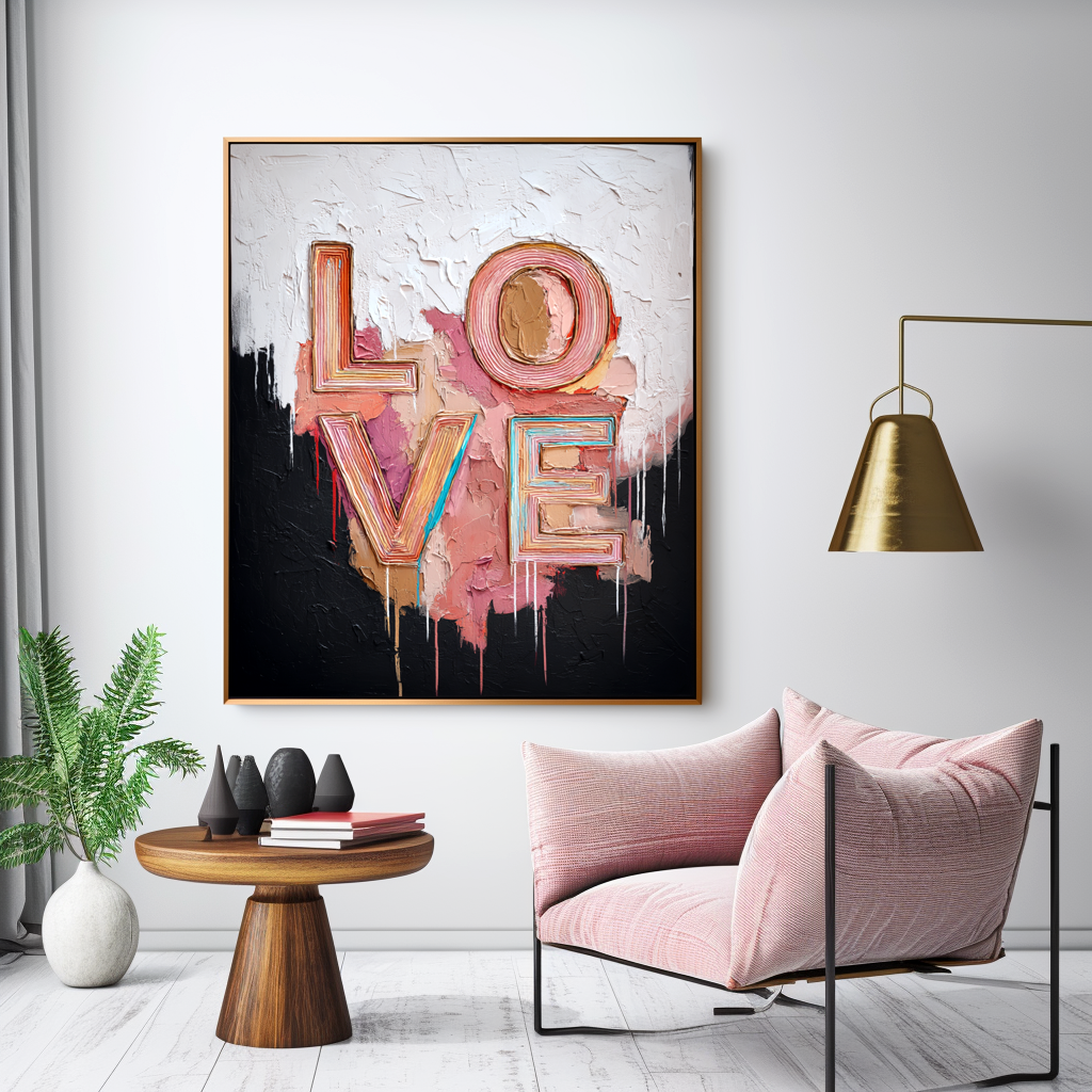 Love Letters: A Textured Graffiti Wall Art for Living Room Decor