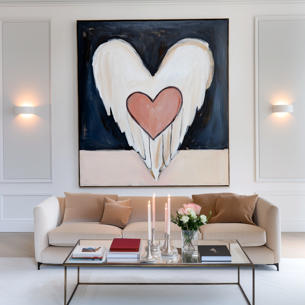 Guardian Heart: A Modern Abstract Angel Artwork for Bedroom Decor