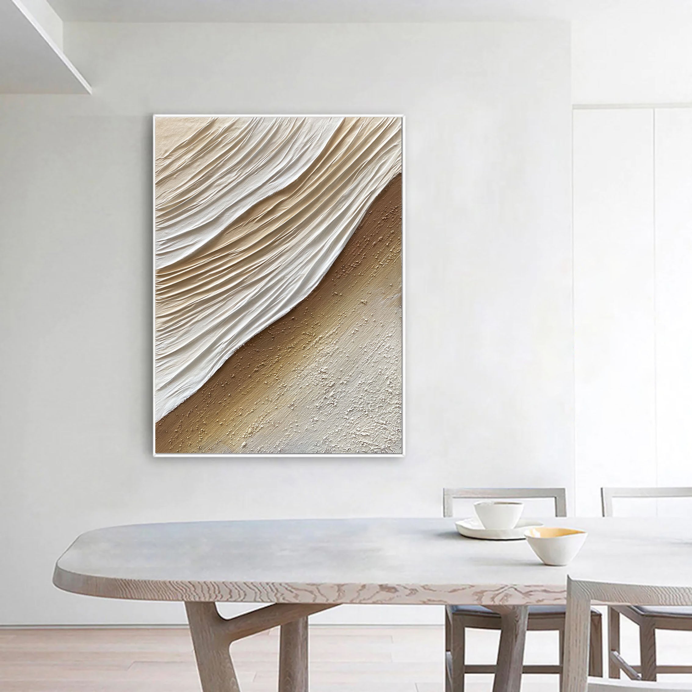 Dune Serenity: A Neutral Textured Wall Art for Modern Living Room