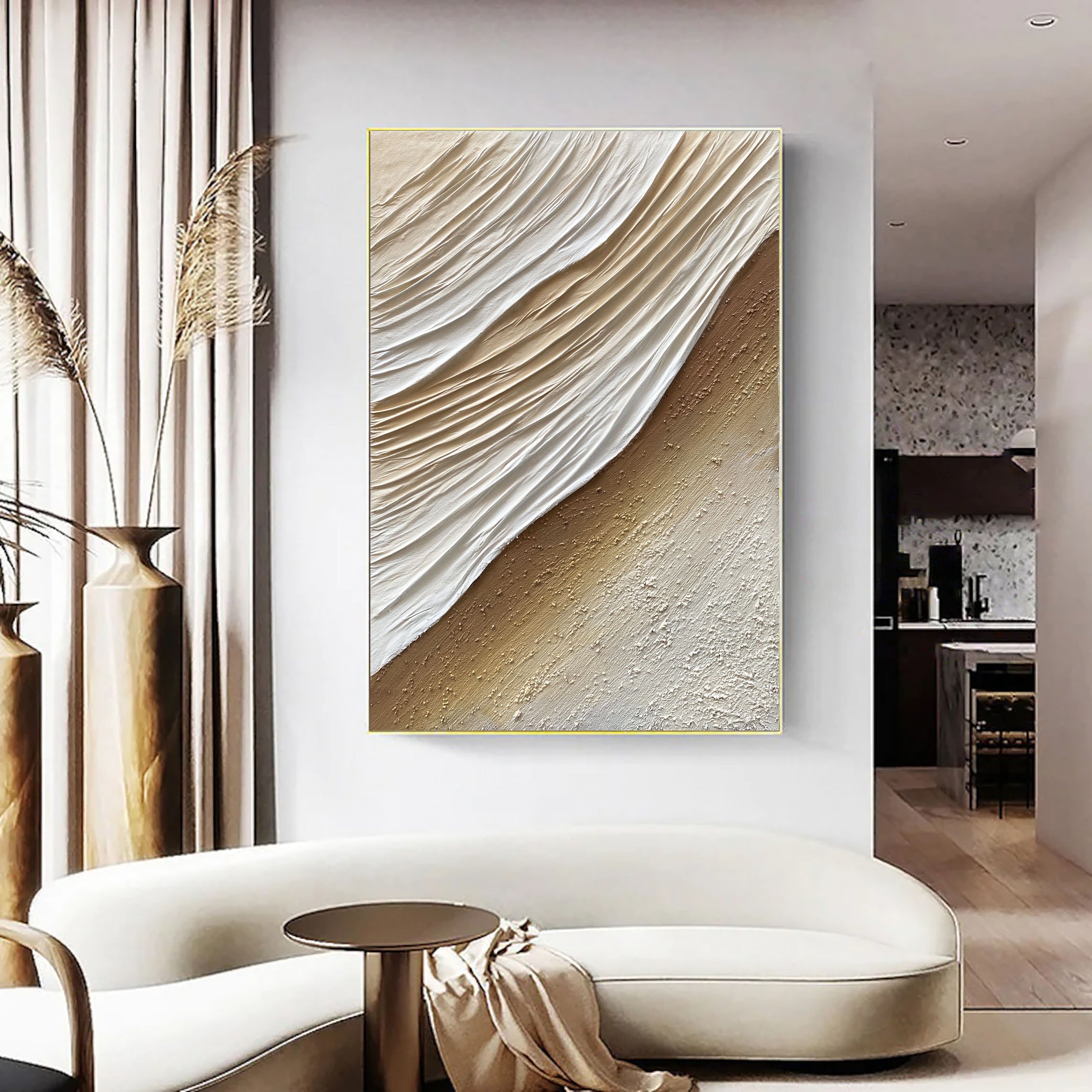 Dune Serenity: A Neutral Textured Wall Art for Modern Living Room
