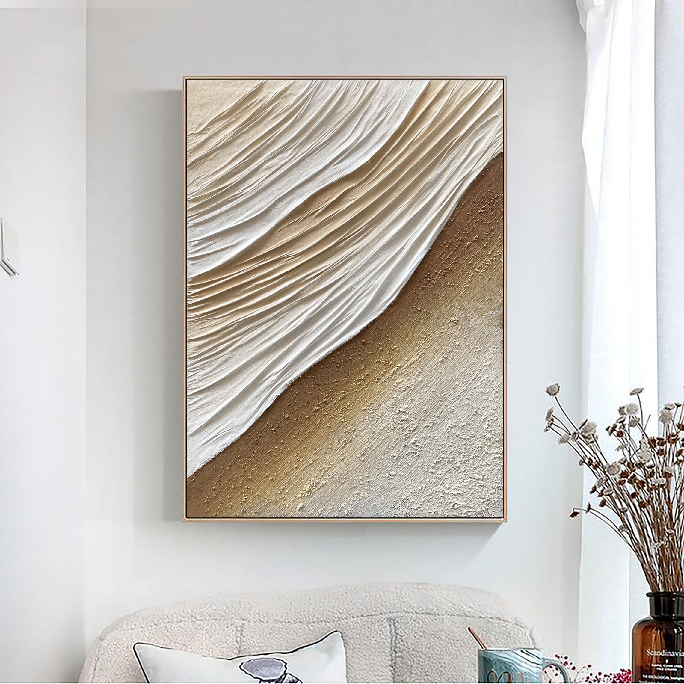 Dune Serenity: A Neutral Textured Wall Art for Modern Living Room