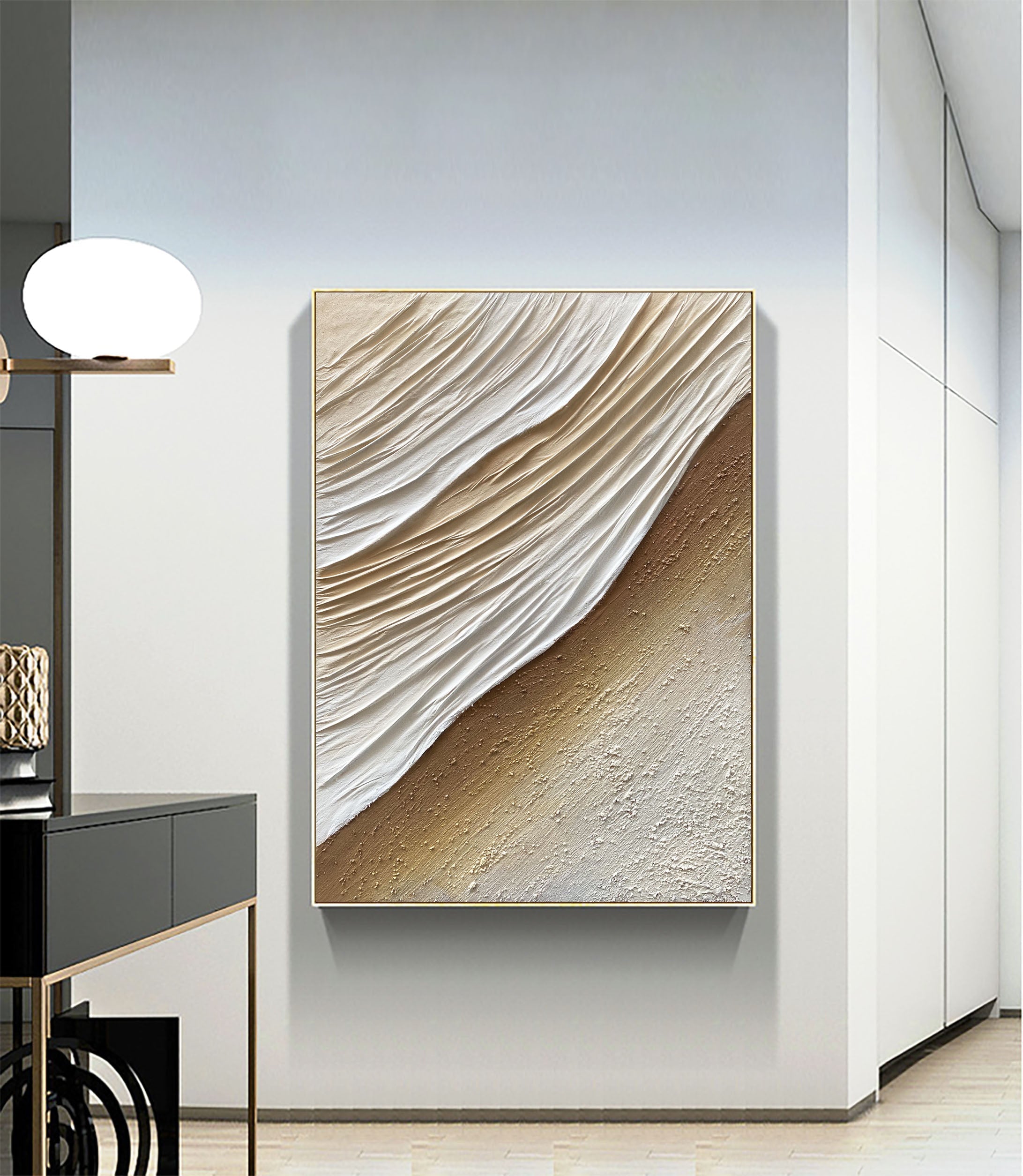 Dune Serenity: A Neutral Textured Wall Art for Modern Living Room