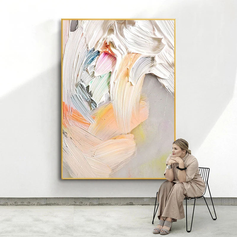 Gentle Strokes: A Pastel Abstract Art Painting for Bedroom Decor