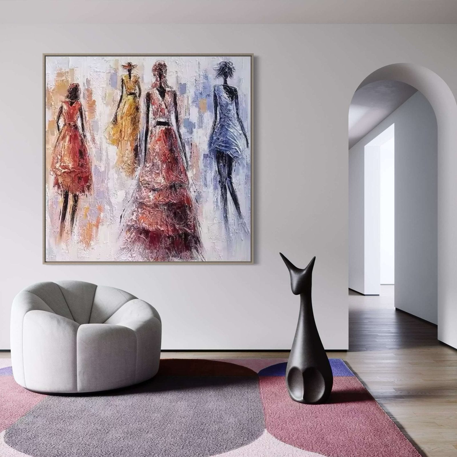 Urban Elegance: A Contemporary Abstract Portrait Canvas Painting