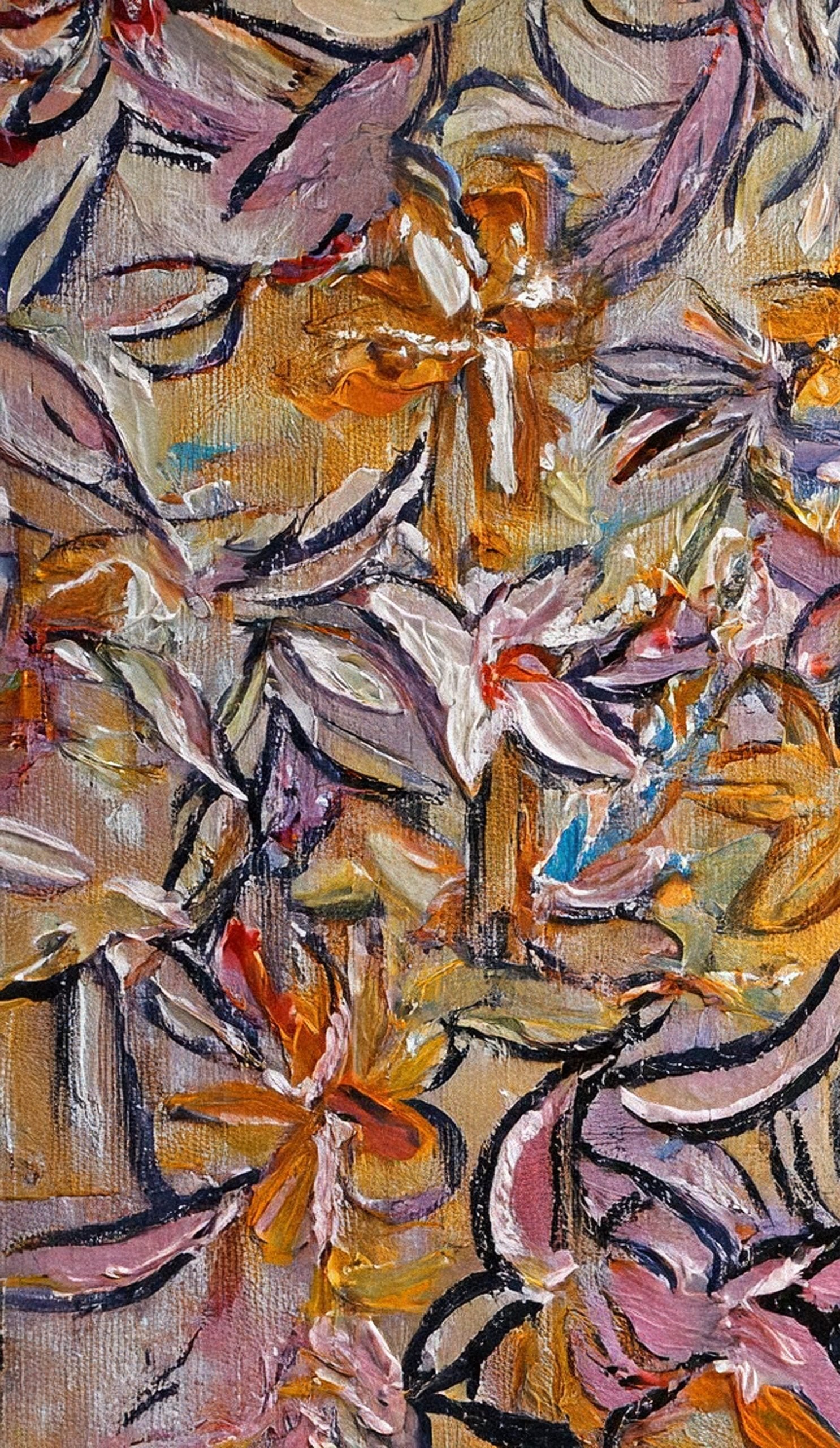 Autumn Bloom: Textured Abstract Floral Paintings for Living Room