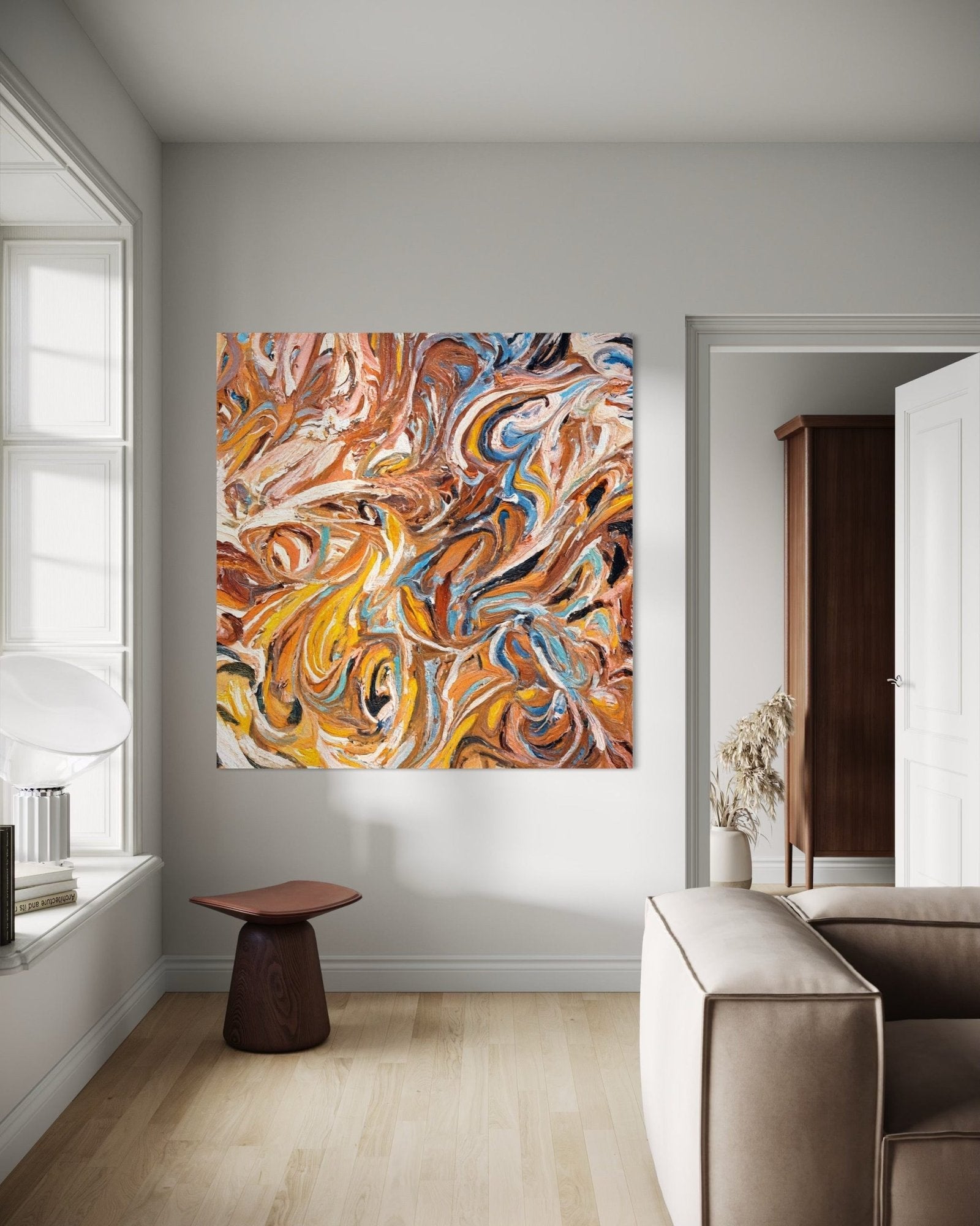 Molten Earth: A Dynamic Textured Abstract Wall Art for Modern Homes