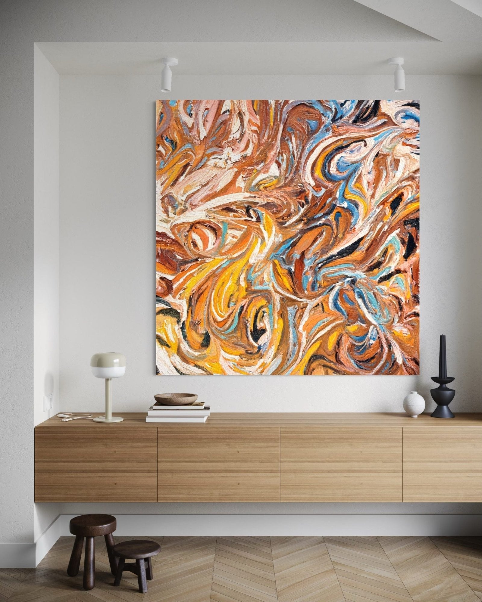 Molten Earth: A Dynamic Textured Abstract Wall Art for Modern Homes