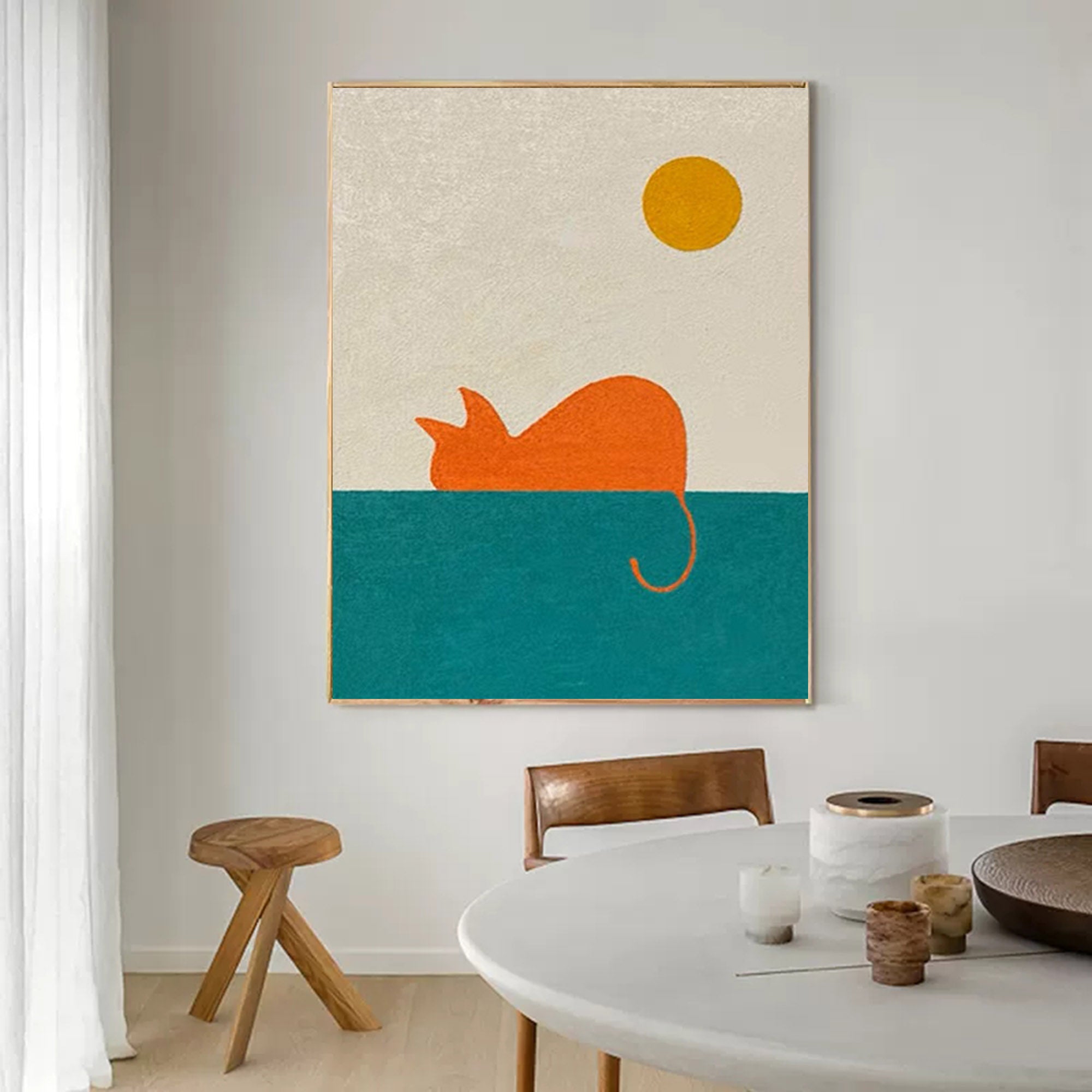 Sunset Cat: A Minimalist Nursery Wall Art for Kids Room Decor
