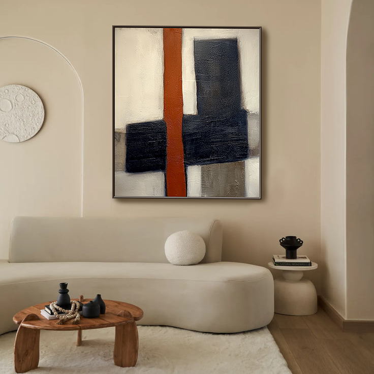 Intersection: Bold Textured Geometric Abstract Painting for Minimalist Wall Decor