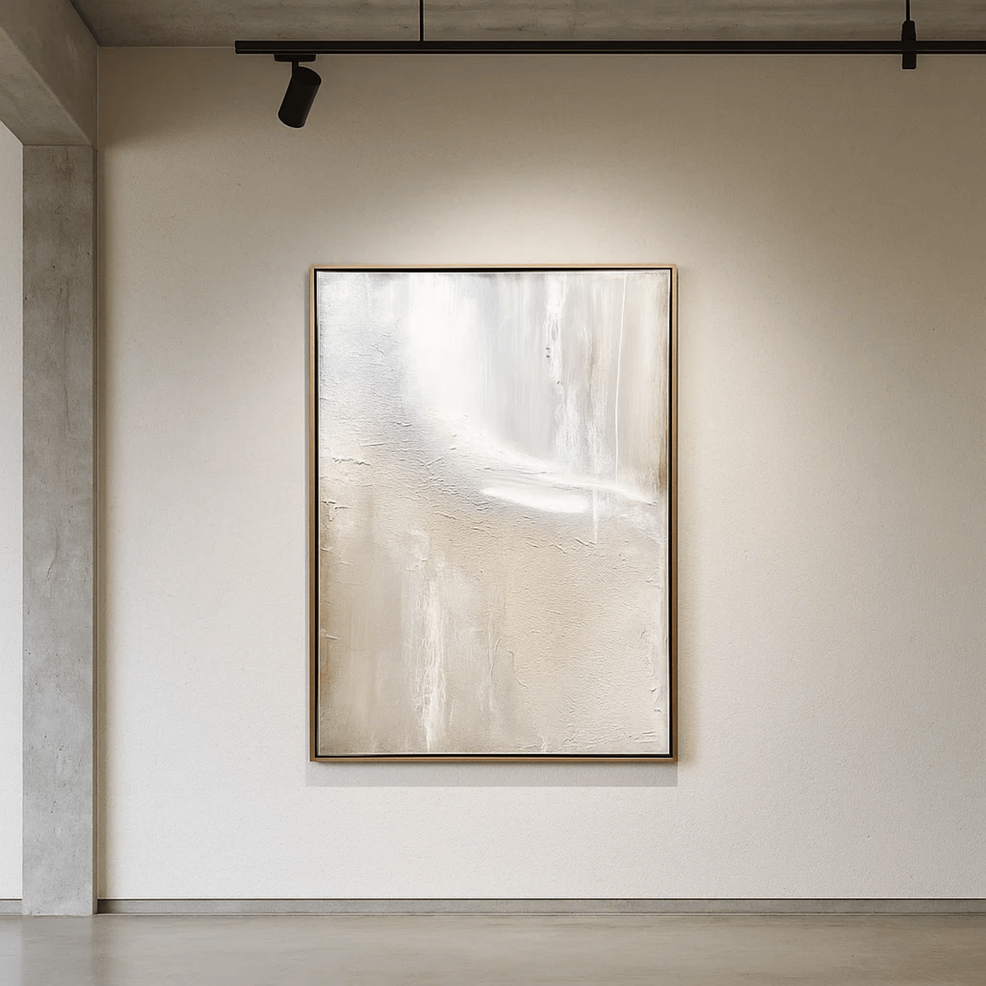 Minimalist Neutral Abstract Painting - Beige White Textured Wall Art Canvas - Oil Painting for Living Room Bedroom Office Entryway Hotel