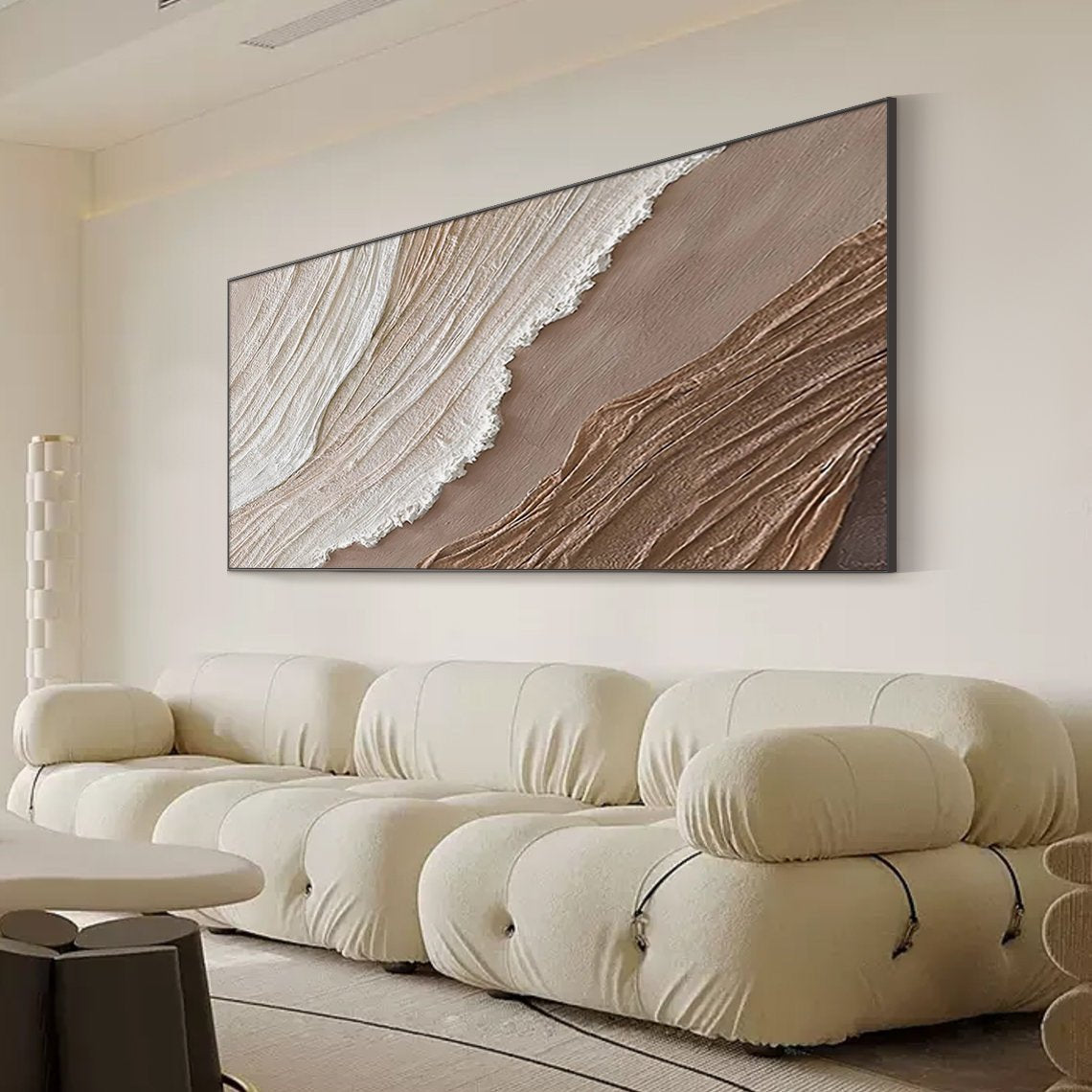 Tidal Traces: A Sculptural Coastal Beach Wall Art for Minimalist Interiors