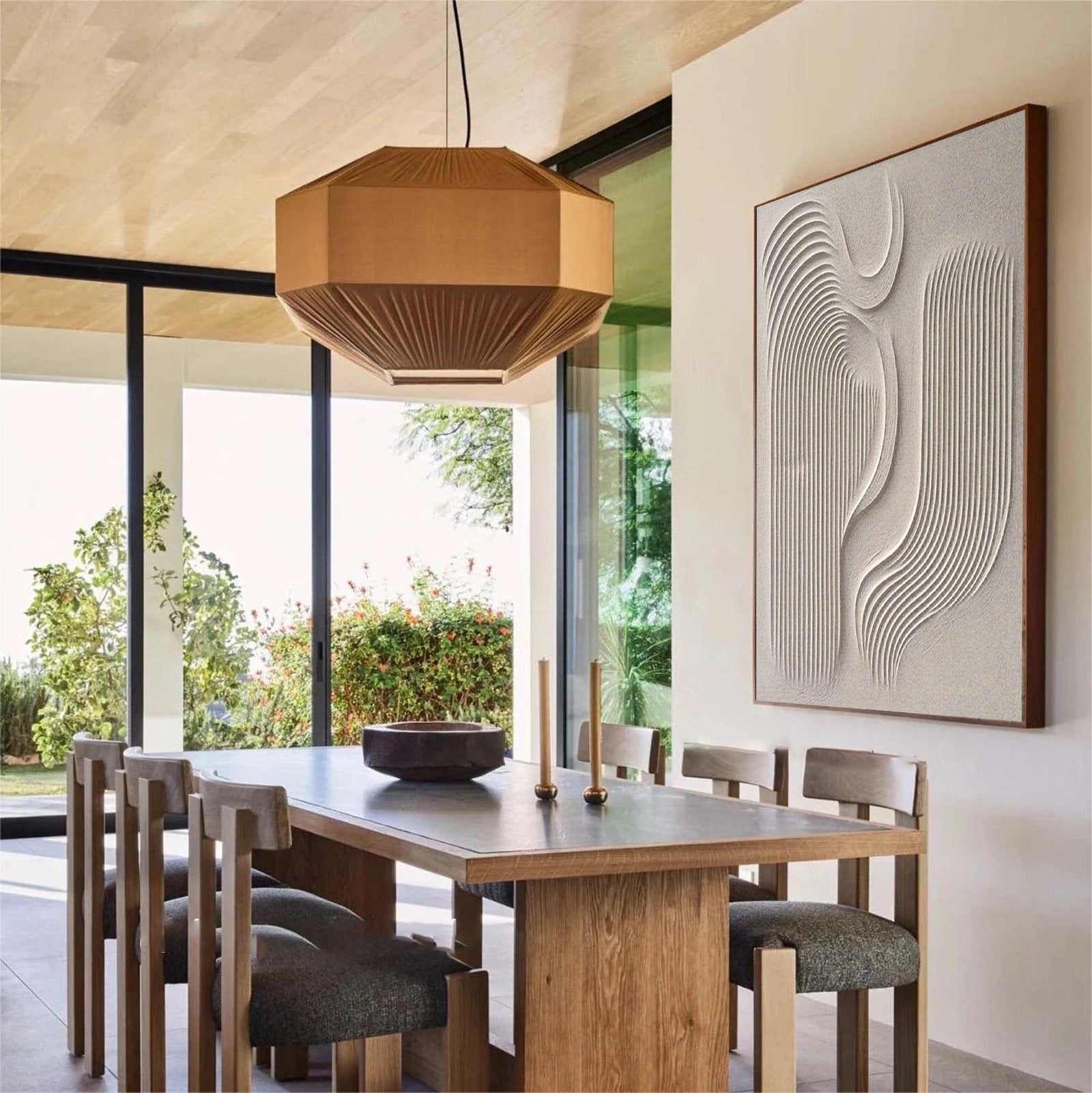 Zen Garden Rhythms: A Sculptural Wabi Sabi Abstract Wall Art