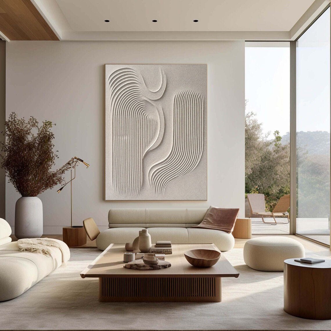 Zen Garden Rhythms: A Sculptural Wabi Sabi Abstract Wall Art