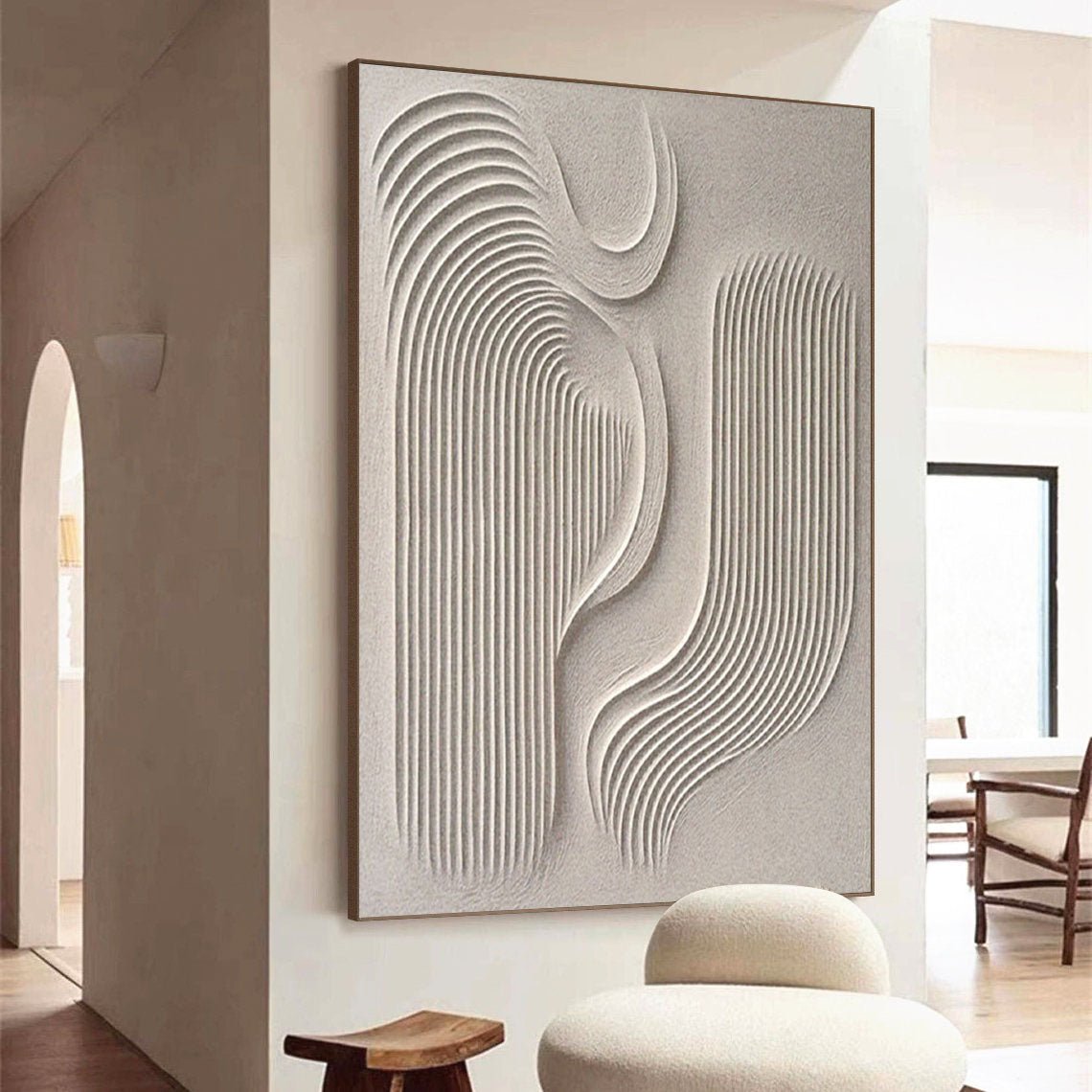 Zen Garden Rhythms: A Sculptural Wabi Sabi Abstract Wall Art