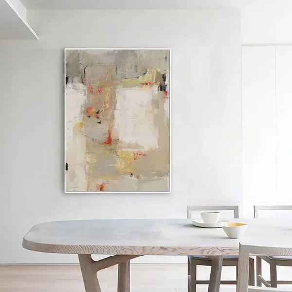 Urban Calm: A Neutral Abstract Art Painting for Living Room Decor