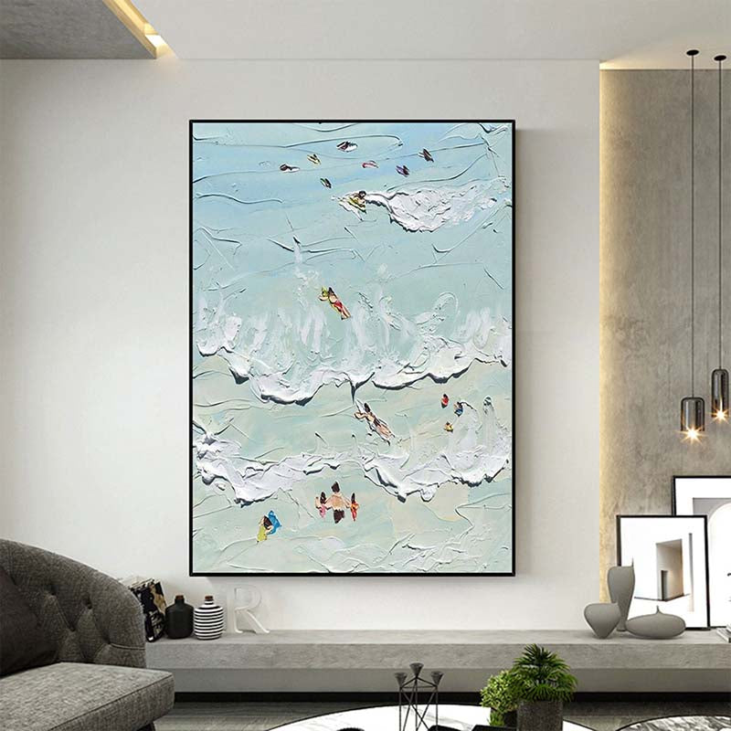 Summer Splash: A Textured Abstract Beach Art for Bathroom Decor