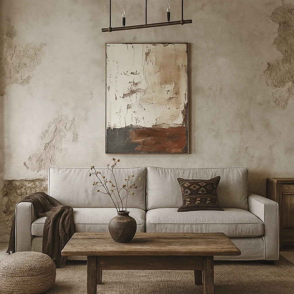 Earthen Strata: Raw Wabi Sabi Textured Abstract Painting for an Industrial Aesthetic