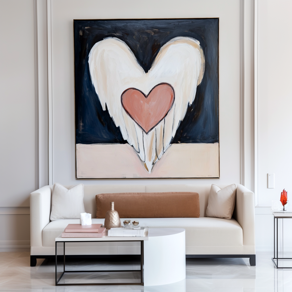 Guardian Heart: A Modern Abstract Angel Artwork for Bedroom Decor
