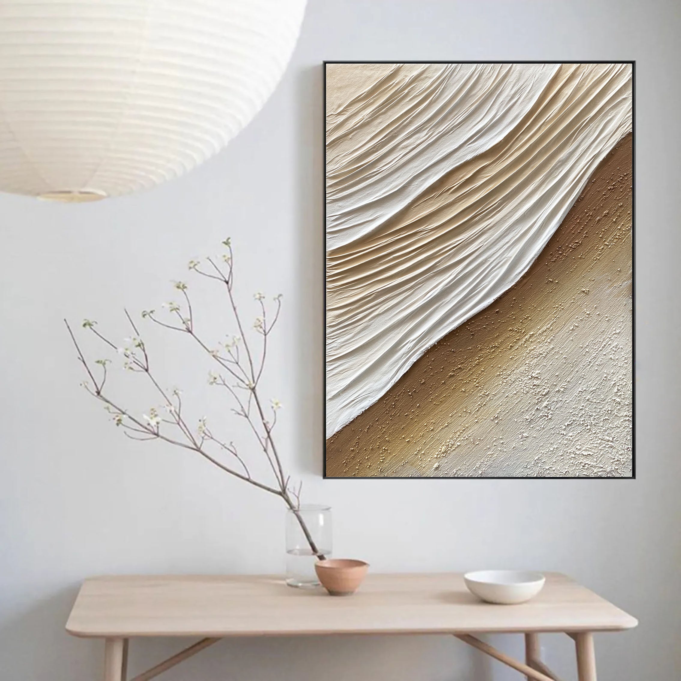 Dune Serenity: A Neutral Textured Wall Art for Modern Living Room