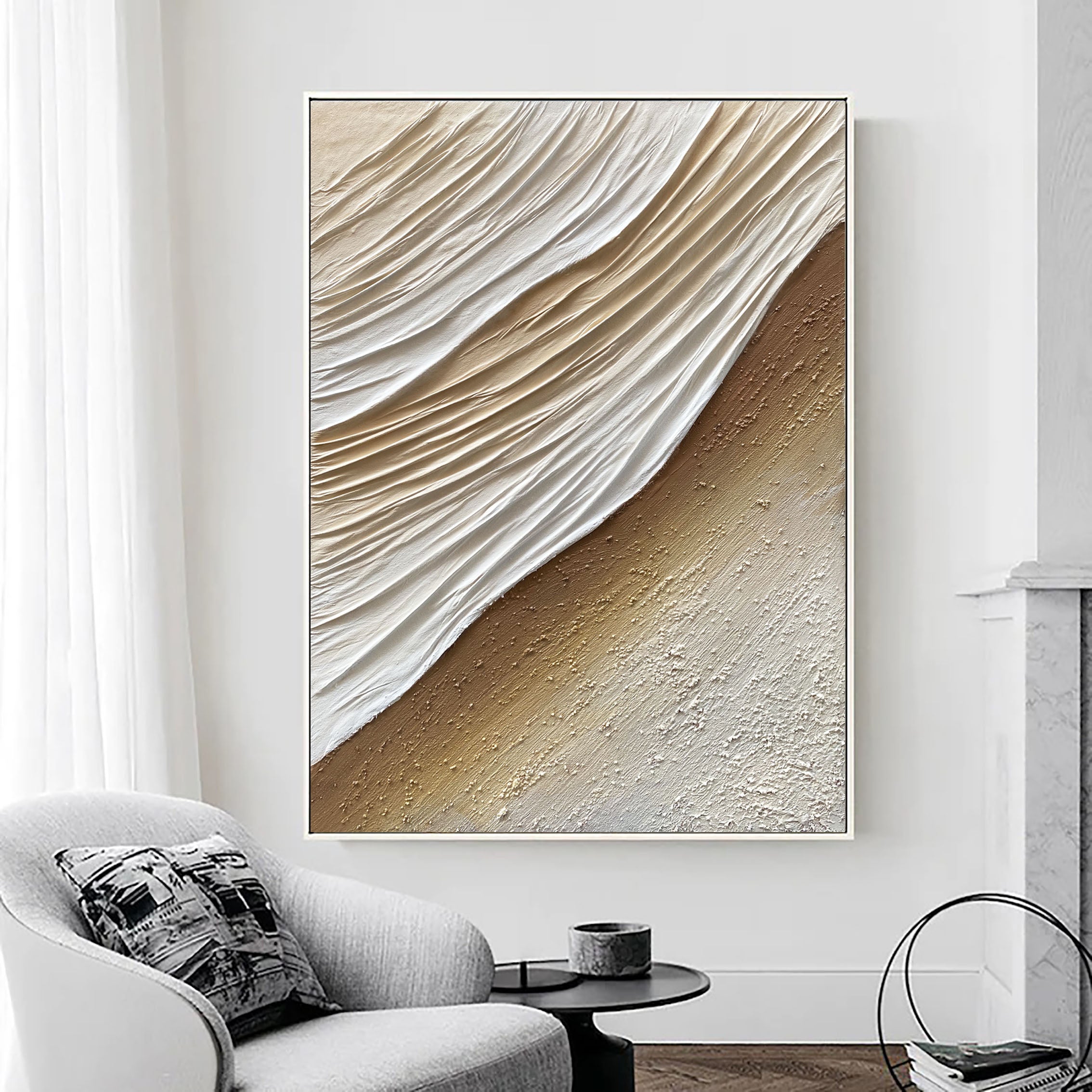 Dune Serenity: A Neutral Textured Wall Art for Modern Living Room