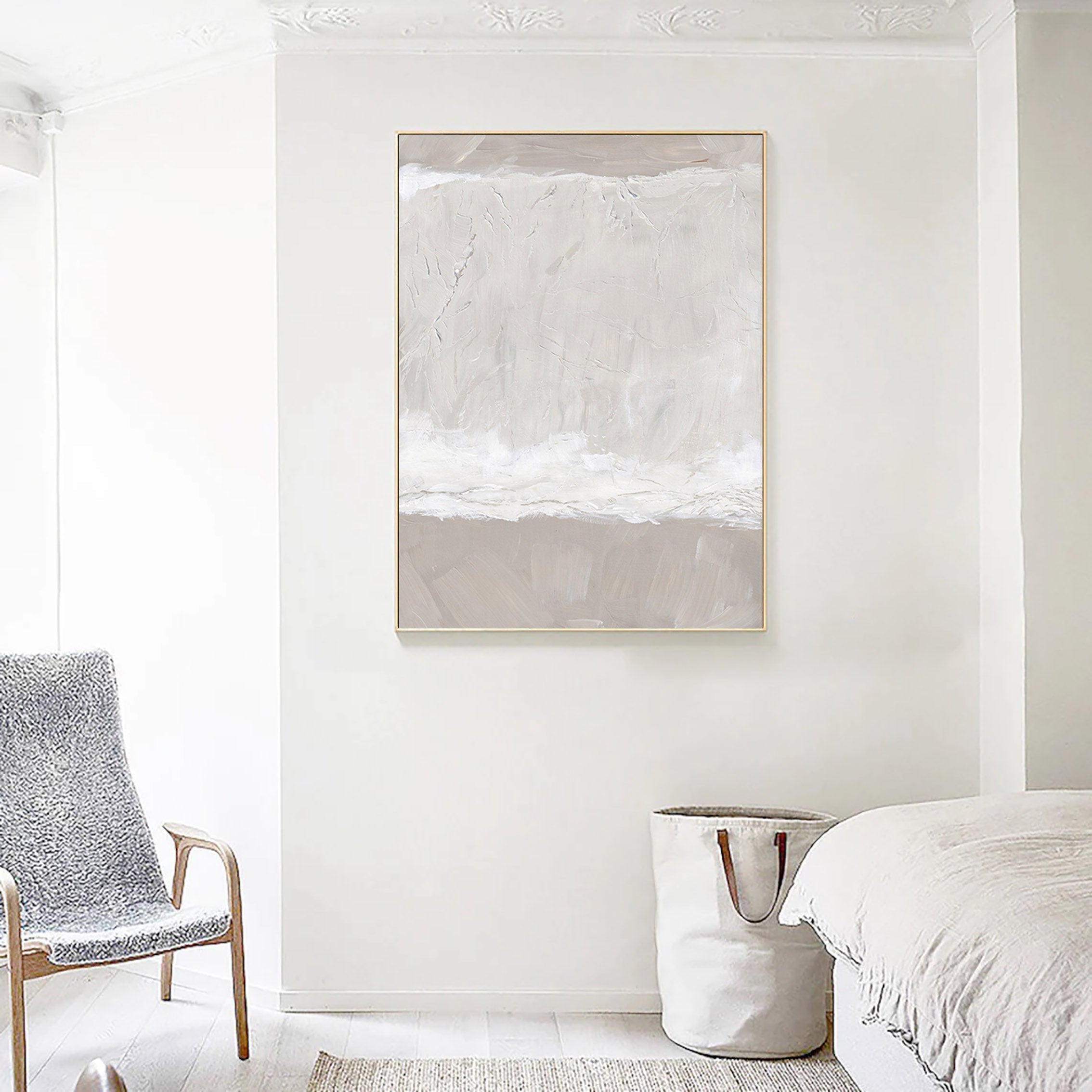Arctic Calm: A Neutral Textured Wall Art for Minimalist Home Decor