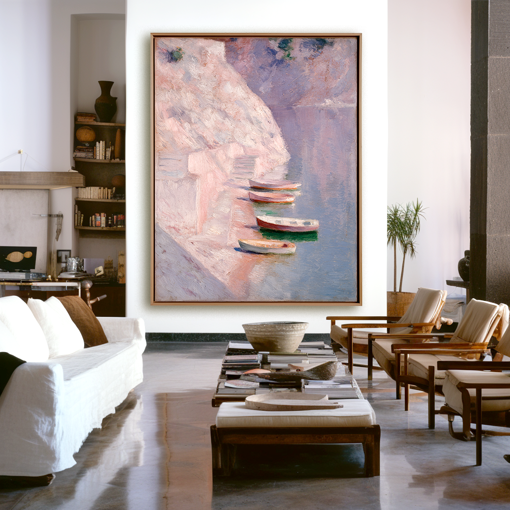 The Cove at Dawn: A Calming Vintage Coastal Beach Wall Art