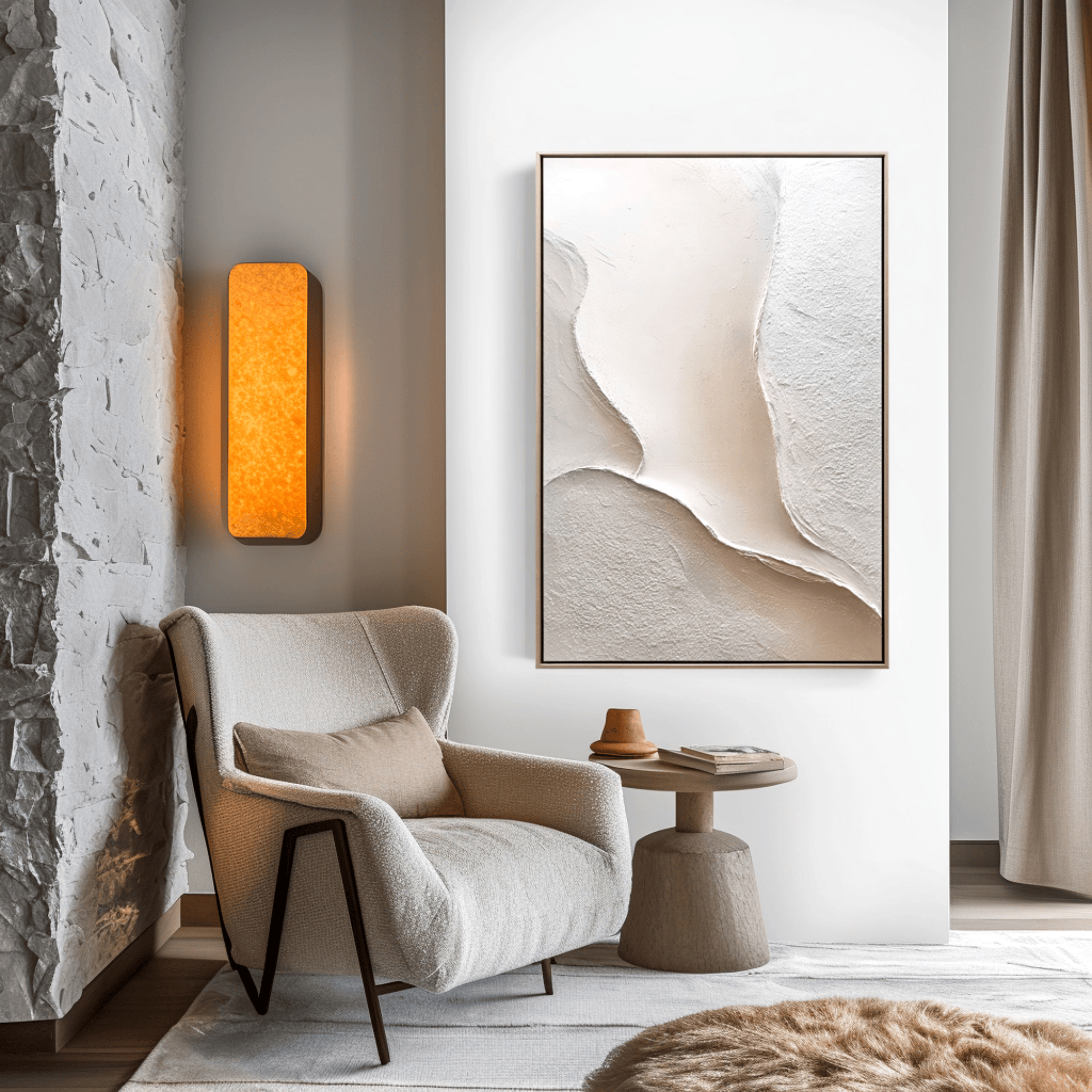 Minimalist Beige White Abstract Painting - Textured Wall Art Canvas - Oil Painting for Living Room Bedroom Office Entryway Hallway