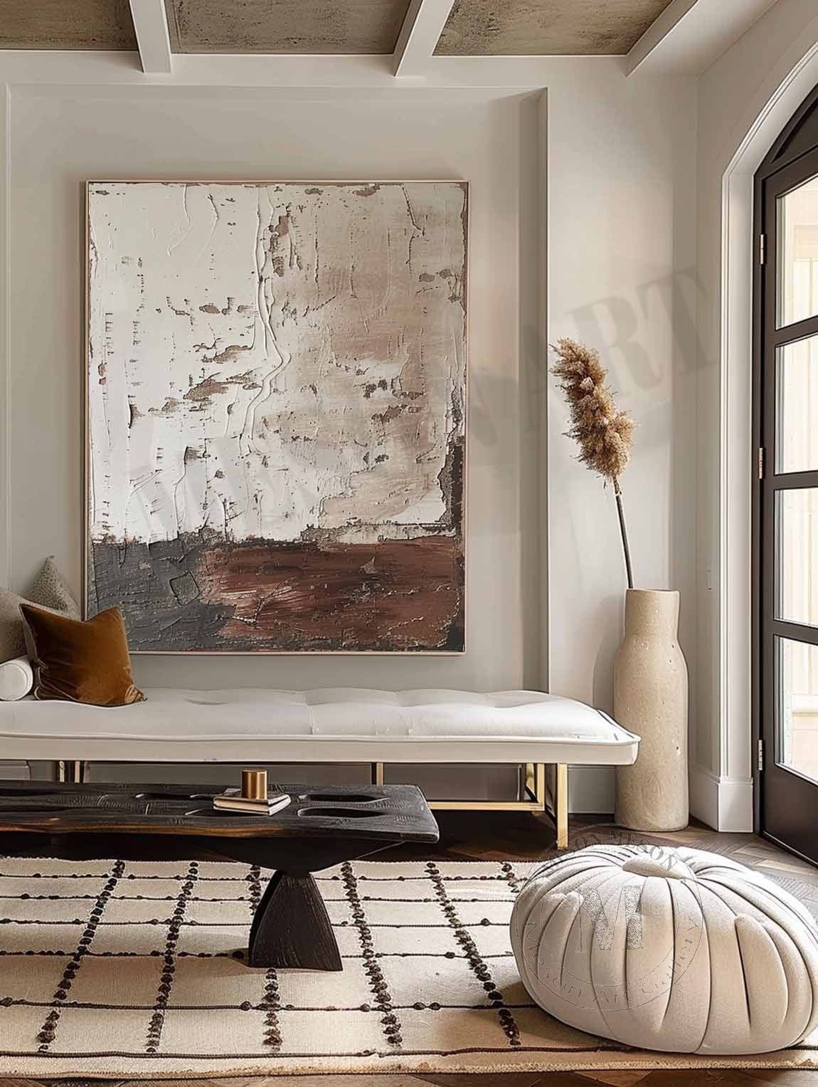 Earthen Strata: Raw Wabi Sabi Textured Abstract Painting for an Industrial Aesthetic