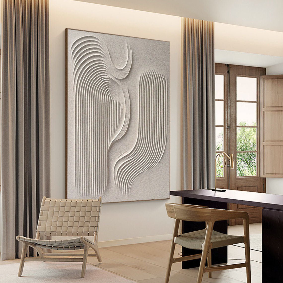 Zen Garden Rhythms: A Sculptural Wabi Sabi Abstract Wall Art