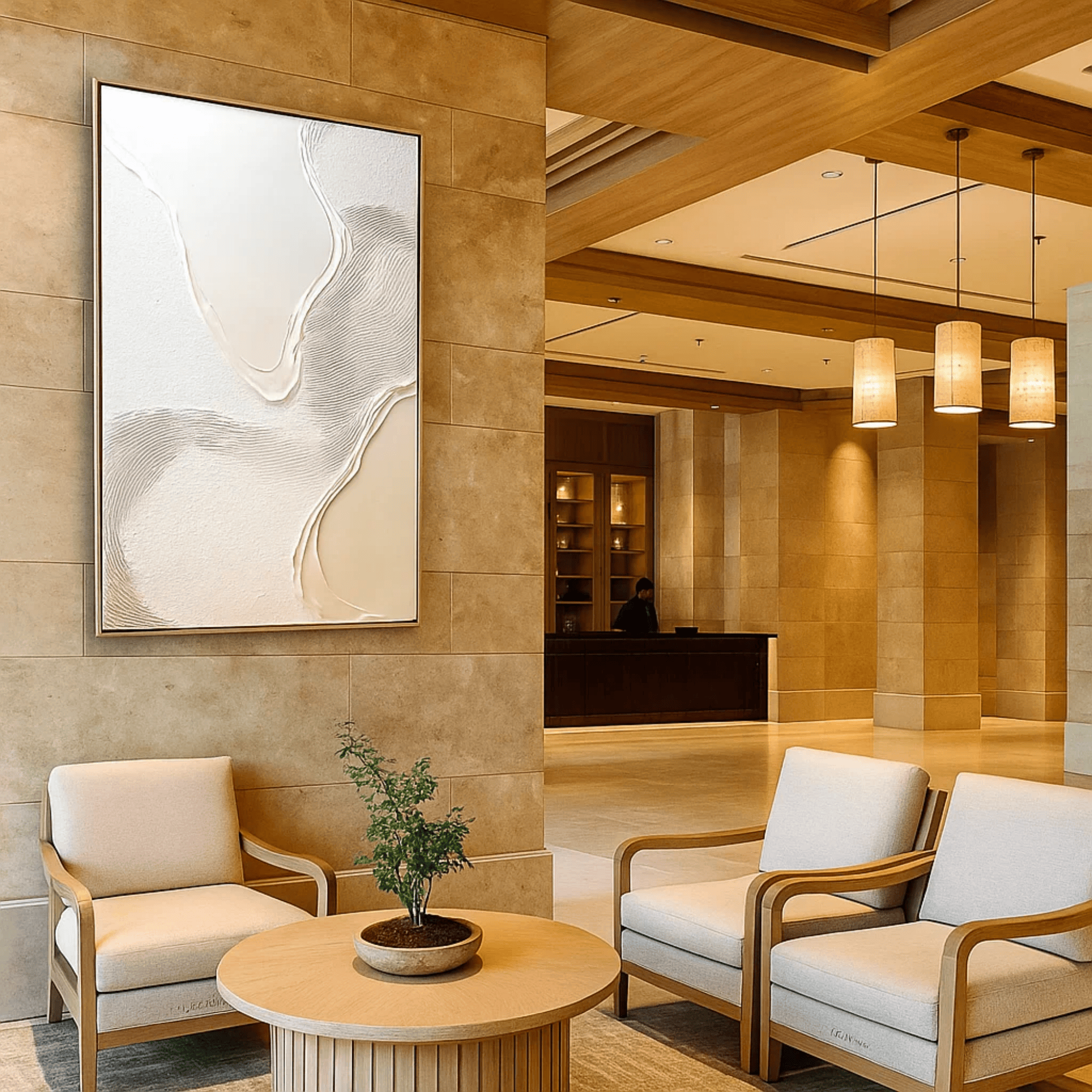 Wabi Sabi Neutral Textured Wall Art, Minimal Abstract Canvas for Living Room Decor